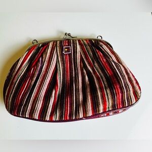 Tommy Hilfiger Clutch or Satchel Striped Kiss Lock Purse or Clutch Vintage